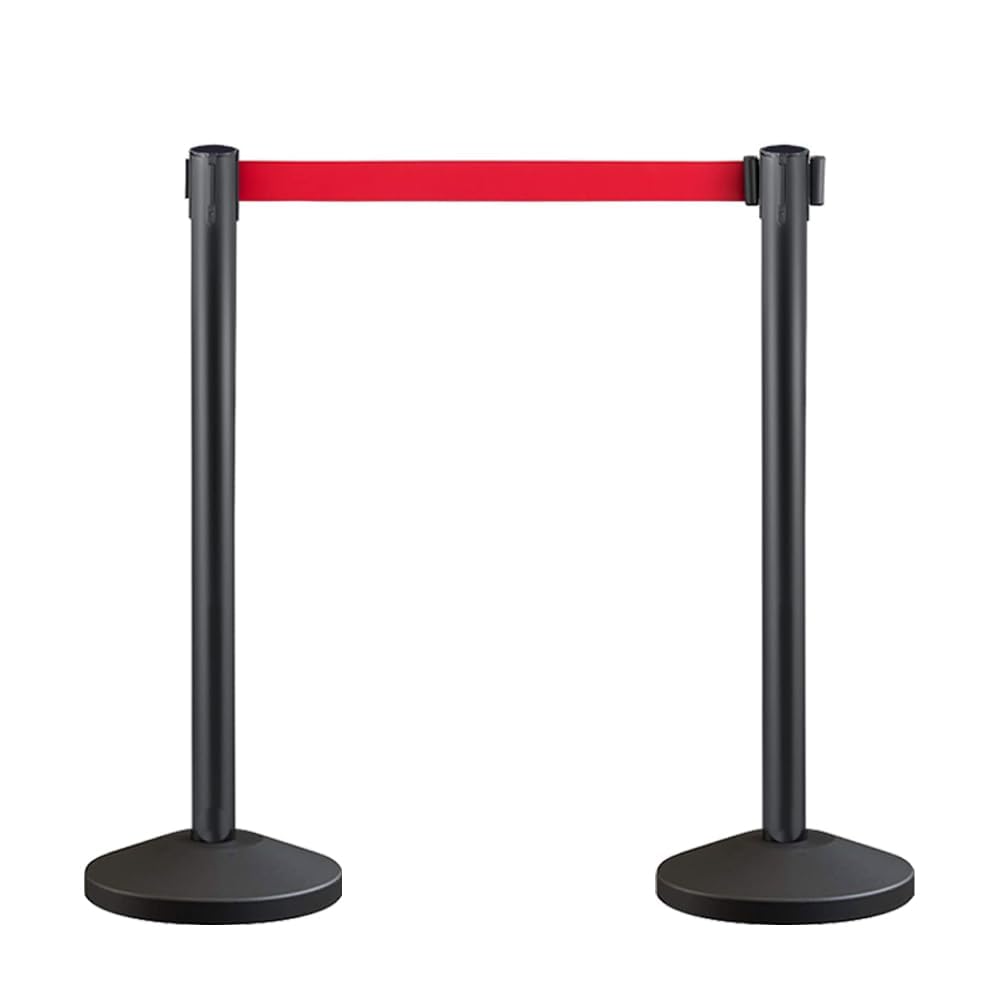 Juego de barreras para control de multitudes, con correa retráctil roja de 6,5 ft/2 m, barrera duradera de control de multitudes con mandíbulas de acero al carbono, barreras de cuerda (2)