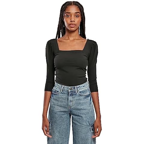 Urban Classics Women's Black 3/4 Sleeve Bodysuit Cover