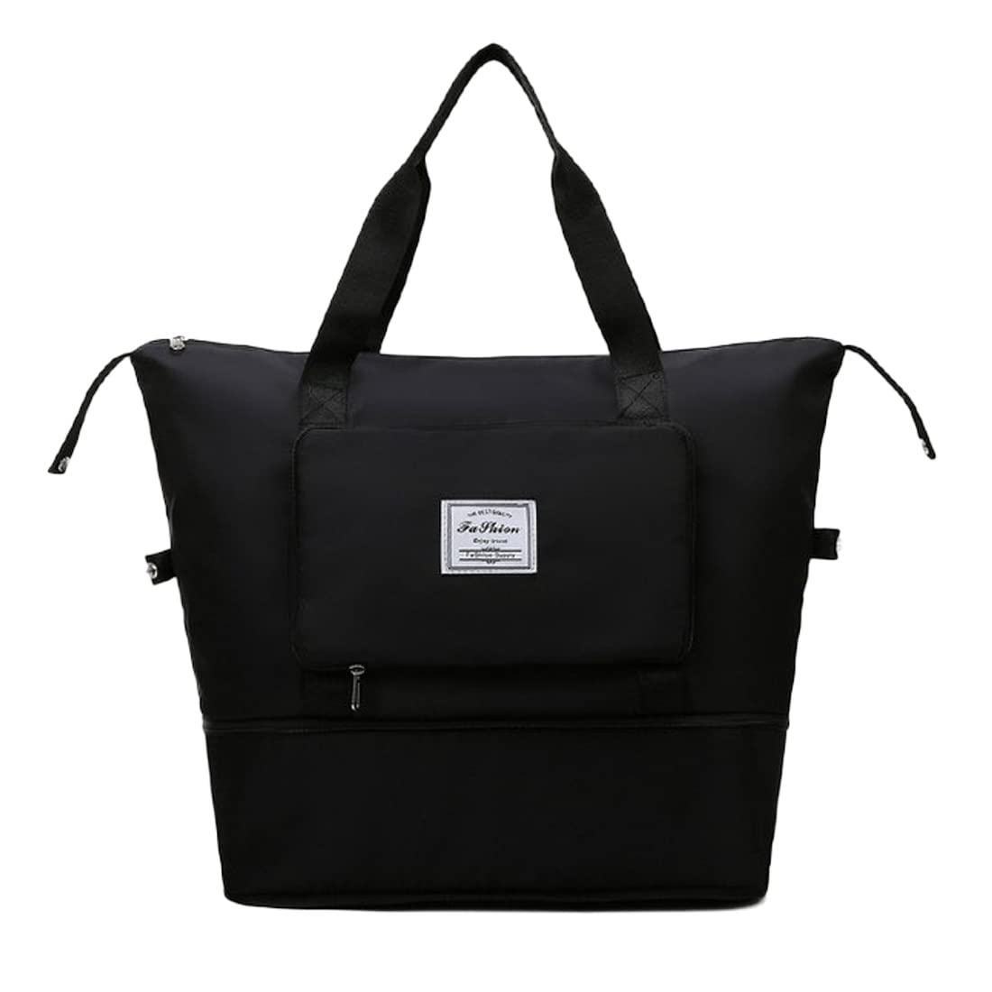 Unisex Adult Expandable Space Weekender Bag Waterproof Large Capacity Folding Travel Duffel Bag Lightweight Dry And Wet Separation Tote, Black, One Size-image-24