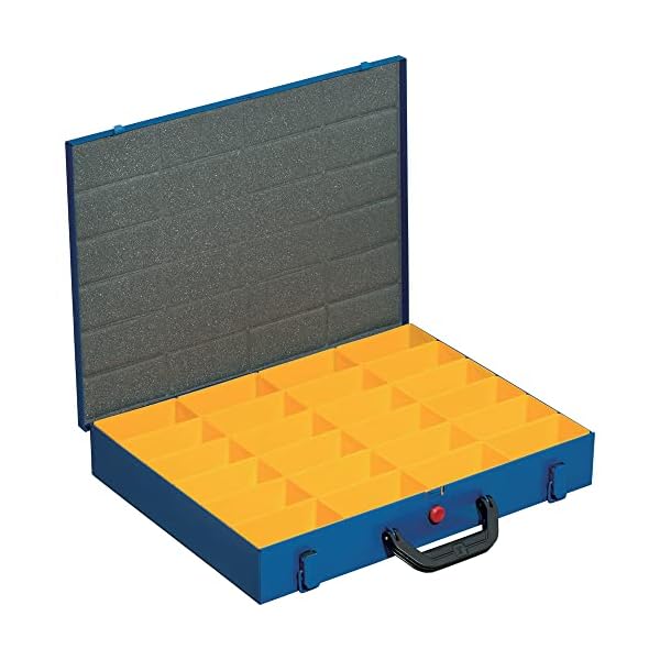 Allit Kleinteilekoffer, Stahlblech, EuroPlus Metall 44/24x63, blau, 24 Einsätze, dicht schließend, 454122