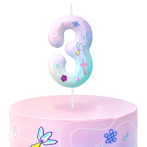 Image of Pink Number 3 Birthday Candles, Cartoon Themed Cake Toppers for Boys Girls Cake Decorations, Birthday Decorations Party Supplies, Number Candles for Party Decor