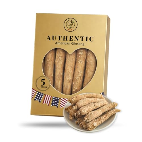 5 Years American Ginseng Roots Hand Selected Jumbo Roots Organic Dried Ginseng Root from Wisconsin Panax Ginseng for Men & Women/ for Tea & Soup Daily Use (4 Ounce)
