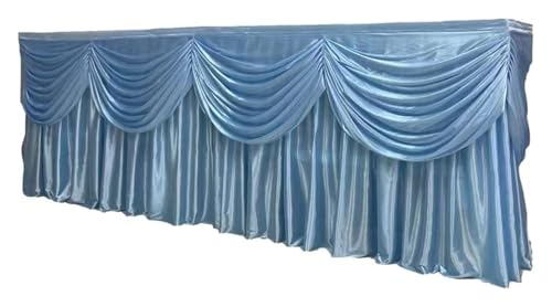 Party table skirt,Table Skirts Ice Silk Table Skirt Colorful Pleated Ruched Table Skirting With Swag for Wedding Birthday Decora