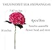YalzoneMet 4Pcs Magenta Silk Hydrangea Artificial Flower Rose Red Lifelike Big Blooms 20'' Long Stem Faux Hydrangea Flower Bouquets for Home Party Indoor Outdoor Wedding Table Centerpiece Decor