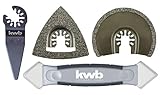 kwb by Einhell 4-tlg. Multi-Tool-Set für Fliesen Multifunktionswerkzeug-Zubehör (passend für alle Einhell Multifunktionswerkzeuge, HM-Raspel, HM-Segmentsägeblatt, Schaber)