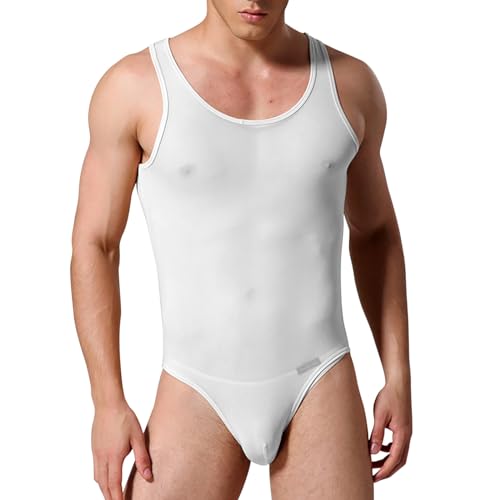 RUMAOZIA Body de lucha libre para hombre, sin mangas, sin mangas, con espalda descubierta, mono transpirable, maillot de leotardo, ropa interior deportiva, ropa interior, O blanco., M