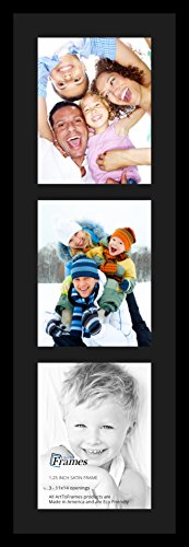 ArtToFrames Collage Photo Frame Double Mat with 3 - 11x14 Openings and Satin Black Frame