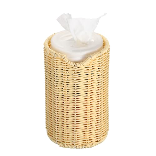 Kokone Woven Wipes Dispenser Compatible for Clorox Lysol Farmhouse Wipes Canister Holder Cleaning Wipe Dispenser Container Decorative Rattan Wipes Dispenser Keeper for Kitchen Bathroom Office Beige
