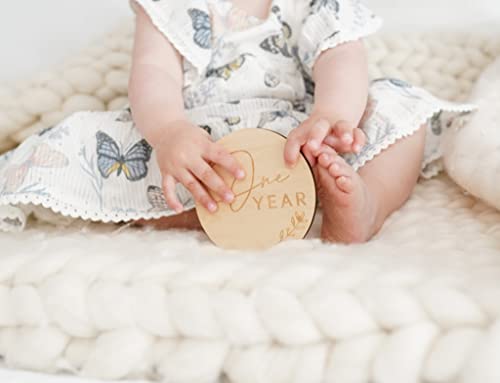 Heart And Home- Baby Monthly Milestone Cards And Birth Announcement Sign- 13 Wooden Milestone Discs, Baby Boy Or Girl Gift For New Mom #TOP6