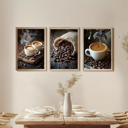Impression sur toile grand format 60x90 cm triptyque de café sans cadre art mural abstrait