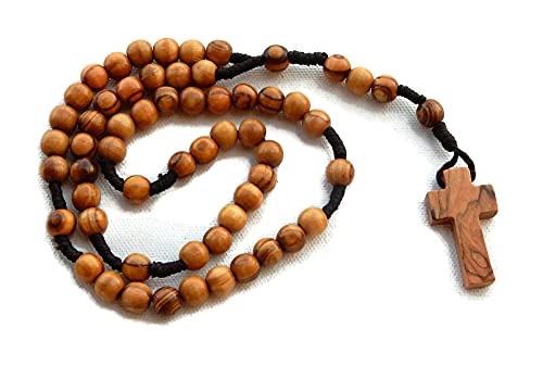 Chapelet catholique en bois d'olivier avec petite croix - Qualité supérieure - Produit authentique HJW - Conçu exclusivement pour HolyRoses Cover