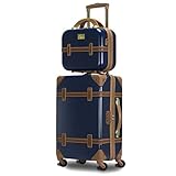 Chariot Gatsby 2-Piece Hardside Carry-On Spinner Luggage Set, Navy, (Tote/20-Inch)