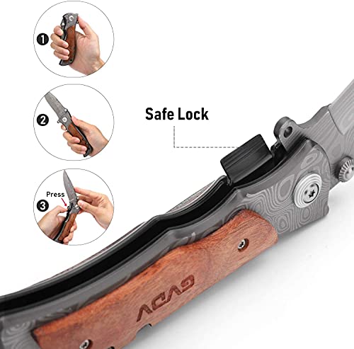 GVDV Pocket Folding Knife for Men, 3.5” Blade 7Cr17 Steel Pocket Knives& Folding Knives with Safety Liner-Lock, Tactical Camping Hunting Fishing Survival Knife, Father’s Day Gifts