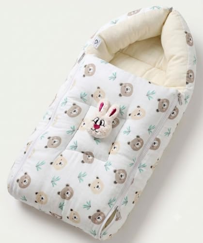 Image of VOIDROP Baby Sleeping Bag for New Born, Muslin Baby Sleeping Bag 0-6 Month for Infant, Washable & Foldable Cotton Design (Bear Print)