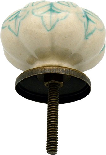 Nicola Spring Ceramic Cupboard Drawer Handle Knobs - Vintage Flower Design - Mint Green - Pack of 6 - Image 4