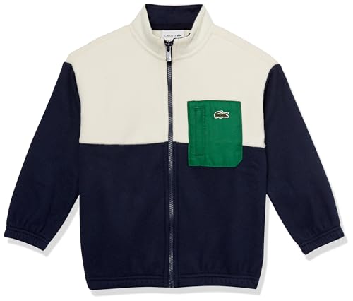 Lacoste Kid's Colorblock Sherpa Full Zip Sweatshirt, MARINE/LAPONIE-MULTICO, 3YR