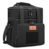 HSHRISH Lunch Box for men, Large Expandable Insulated Lunch Bag, Durable Waterproof Leakproof Tactical Cooler Bag for Adults Men to Work Picnic Beach Day Trips, 24 Cans/16 L, Black