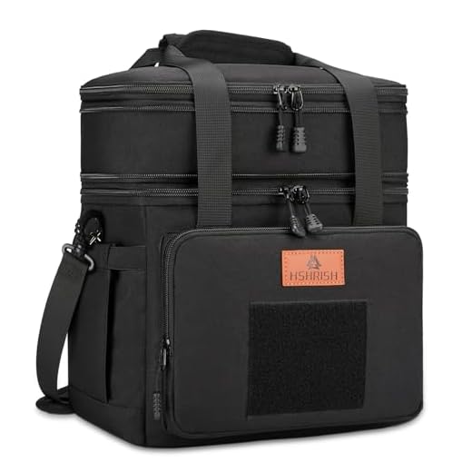 HSHRISH Tactical Lunch Box, Large Expandable Insulated Lunch Bag, Durable Waterproof Leakproof Cooler Bag for Adults/Men/Women/Work Outdoor Picnic Trips, 20 Cans/15 L, Black