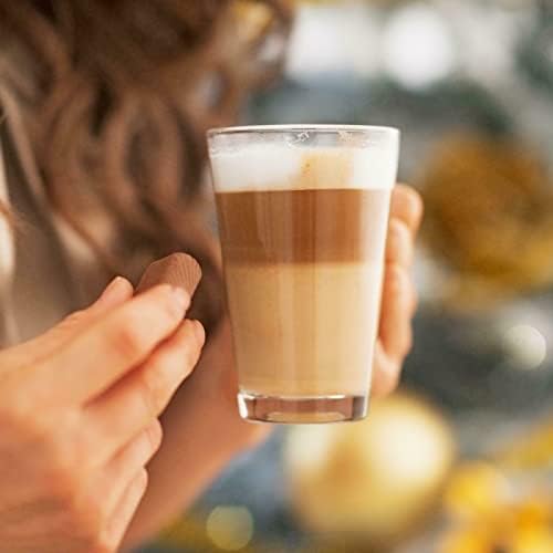 Latte Glasses Set of 2 Coffee Cups 240ml - Temperature Resistant Clear Latte Glasses with Handle - Hot Drink Cafe Mugs Best for Latte, Cappuccino, Milk Juice Ice Cream, Espresso and Hot Chocolate