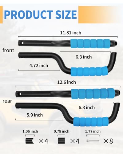 Image of ROADER Bronco Front & Rear Roll Bar Grab Handles for 2024 2025 New Ford Bronco 2021 2022 2023 4 Door, Alloy Grip Handles Bronco Interior Accessories, 4 Pack(Not Fit Bronco Sport)-Blue