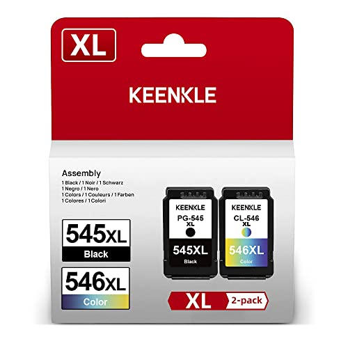 KEENKLE 545 546 XL Cartouches d'encre Remplacement pour Canon PG-545 CL-546XL pour Pixma TS3150 TS3350 MG3050 TR4550 MX495 TS3151 MG2550 MG2550S MG2950 MG2950S TR4551 (Noir Tri-Couleur, 2-Pack) Cover