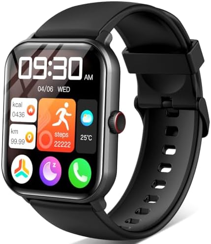 （03:30時点） スマートウォッチ【2025改良最新型】Bluetooth通話機能 iPhone対応 アンドロイド対応 音楽再生 電卓機能 活動量計 SMS/Line通知 多機能スマートウォッチ 100種類運動モード 防水 メッセージ通知 腕時計 天気予報 スポーツウォッチ レディース メンズ 多種類文字盤 Smart Watch プレゼント (Black)