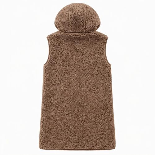 ENCURKUS Oversized Sherpa Fleece Vest Women Cozy Warm Button Up Long Coat - image 5