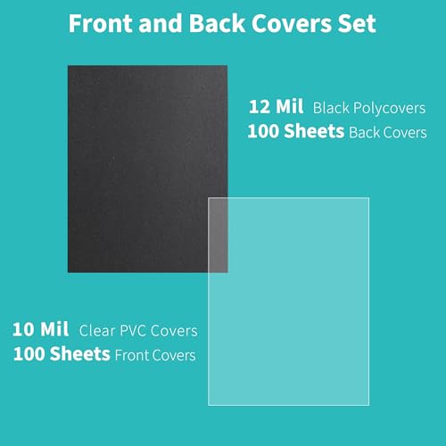 Image of Binditek 400 Pack Binding Covers Set, 8.5x11 Inches, 10Mil PVC & 12Mil Poly