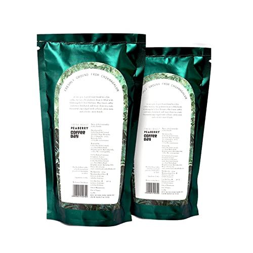 Image of Cafe Coffee Day PEABERRY Filter Coffee Powder with Stovetop Filter Coffee Maker (6 cups) | 100% Black Coffee | Freshly Roasted Ground Coffee Powder (South Indian Filter) | Pack of 2 (200gm each)