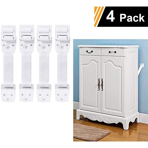 Adoric 4-Pack Anti-Tip Furniture Anchor / TV Straps Kits, Adjustable for All Flat