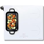 NOXTON White Induction Hob 13AMP Plug, 2800W 4 Zone Flex Induction Hobs 60cm Touch Control, with Safety Lock,White Ceramic Glass
