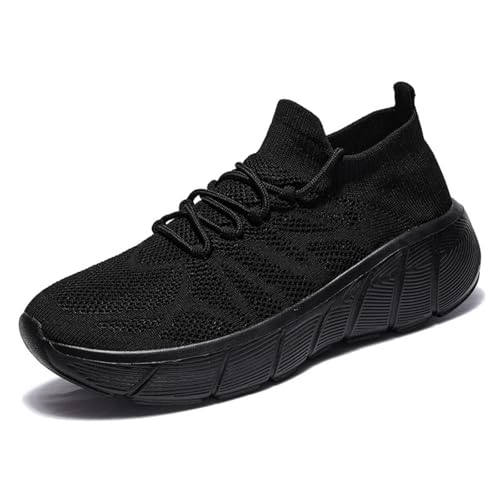 KVOTUU Mens Womens Fashion Sneakers Slip On Tennis Shoes Running Sport Workout Gym Shoe Breathable Trail Runners Sneakers Athletic Non Slip Lightweight Casual Shoes Black