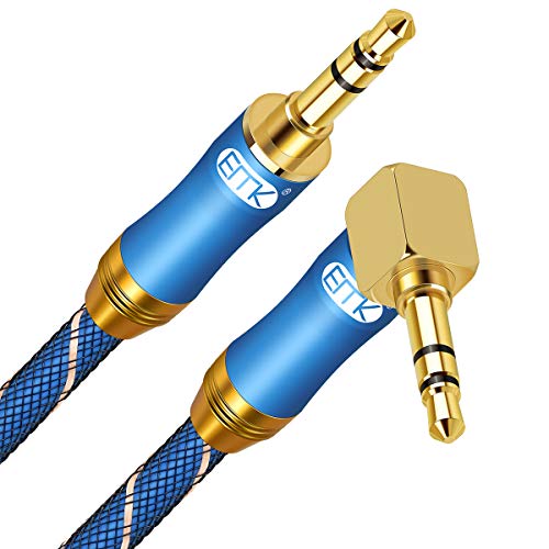 EMK Cable Auxiliar de ángulo recto, 90 grados Cable de audio de 3,5 mm macho a macho Cable auxiliar...