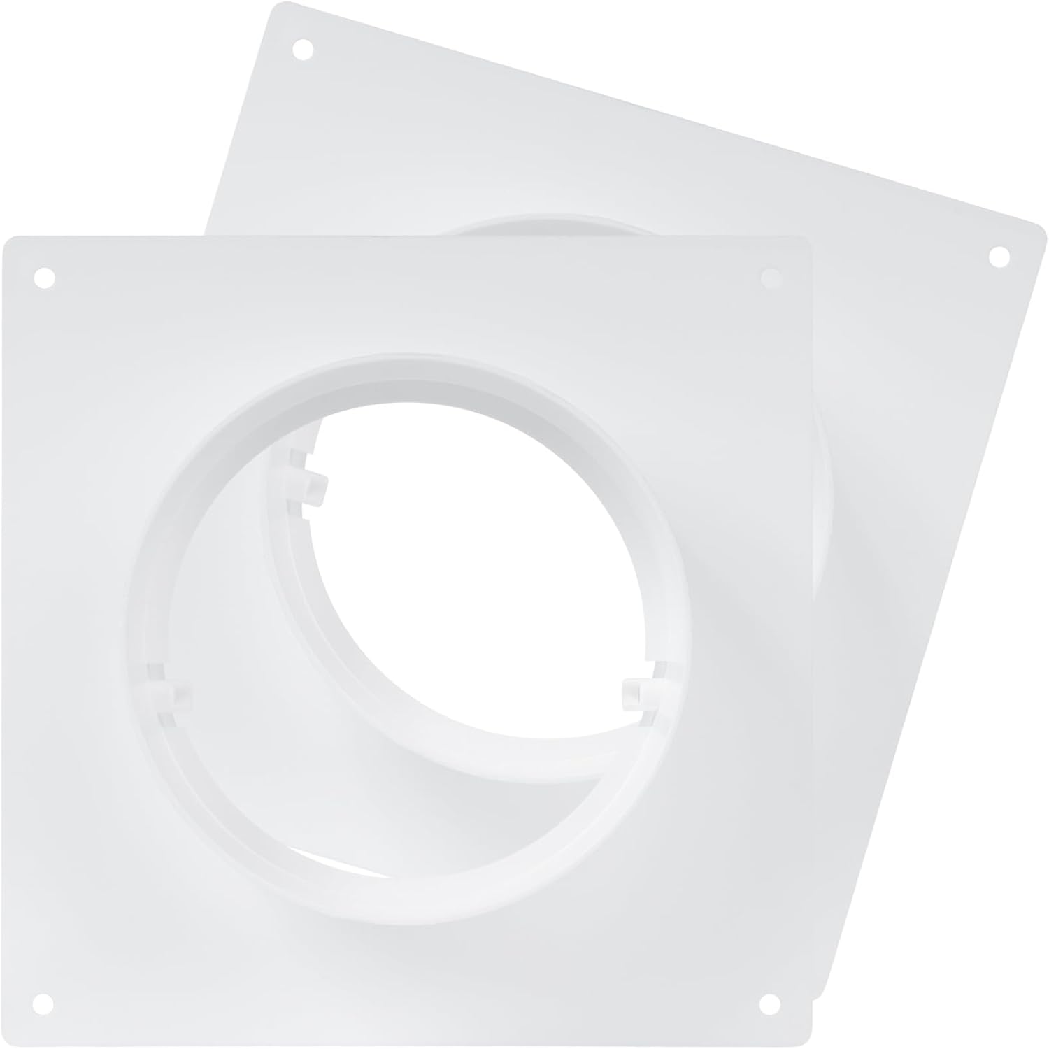 4" Inch Pack of 2 Duct Connector Flange - Plastic Straight Pipe Flange for Heating Cooling - Inlet Outlet Ventilation System - Ducting Coupling Wall Plate - Assembly Joint Set (100mm)