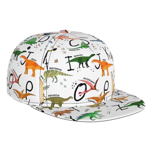 AYYQWE Elegante gorra de béisbol ajustable con estampado de alfabetos con dinosaurios, ligera, para deportes de verano, cómoda, para viajes, correr, playa, color negro