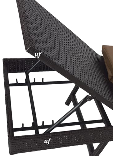 Image of UF Outdoor Sun Chaise Lounger | Adjustable Backrest Recliner | Durable & Stylish Furniture for Terrace, Garden, Poolside, and Patio Relaxation (Brown Frame & Beige Cushion)