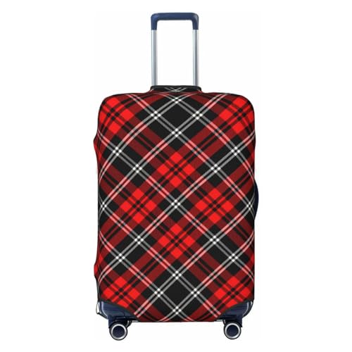 Tartan-In-Red-And-White Luggage Cover, Protective Washable Suitcase Cover - Travel Fashion Elastic Suitcase Protector X-Large