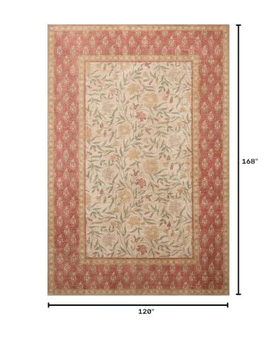 Image of Loloi Rifle Paper Co Edinburgh Ivory /Spice 10'-0 inch x 14'-0 inch Area Rug | EDN-01 Printed Approx. 10x14 Ivory / White Living room Dining room Bedroom, Rustic, Elegant, Muted, Refined, Area Rug