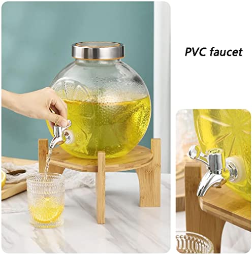 Image of Bellemax 3 LTR Glass Beverage Mosambi Shaped Dispenser with Tap, Drink Dispensers for Beer, Water, Cocktails, Detox Drinks & More Perfect for Parties,Bars,Restaurants,Decoration,Daily Use (BX-08)
