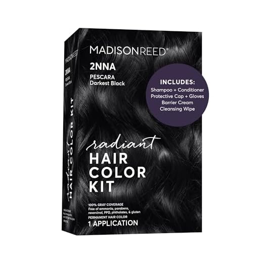 Madison Reed Radiant Hair Color Kit, Blackest Black for 100% Gray Coverage, Ammonia-Free, 2NNA Pescara Black, Permanent Hair Dye, Pack of 1