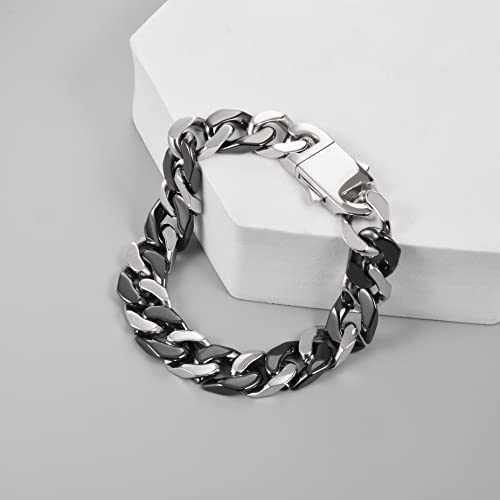 Pulsera Cuban Link para hombre, 12mm cerámica negra miniatura 4