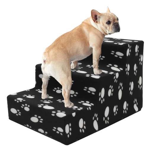 3-Steps Dog Steps for Bed with Removable Washable Cover Non-slip Foldable Pet Stairs for Small Dogs and Cats 45x35x30cm Dog Step Ladder Fors Sofa, Couch & Bed(3-Steps)