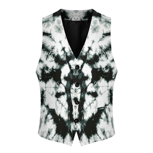 Black Gray Color Tie Dye Men's Suit Vest Slim Fit V-Ncek Waistcoat Business Casual Vest4