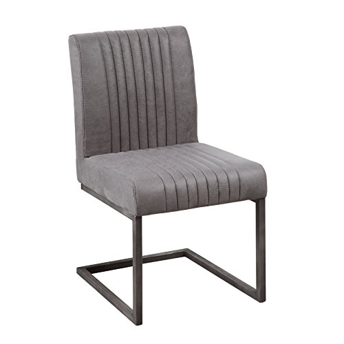 Riess Ambiente Moderner Freischwinger Stuhl Big Aston Vintage grau...