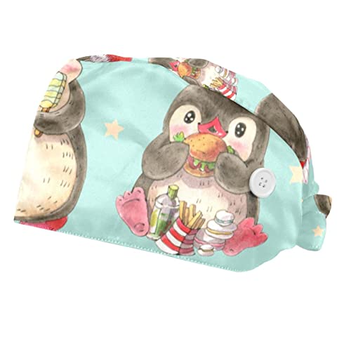 Chapeaux de travail pingouins mignons casquette de cuisine lavable et ajustable lot de 2