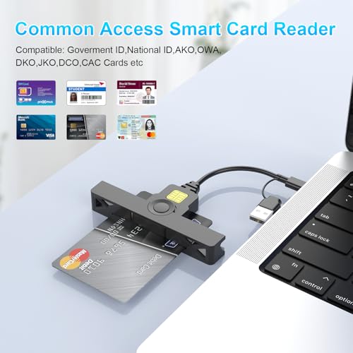 Image of CAC Reader Military USB C CAC Card Reader DOD Military USB Common Access CAC Fold Smart Card Reader ID CAC Card Reader Compatible with Mac Os, Windows 10 /11,Mac OS 10.15 and Linux Black