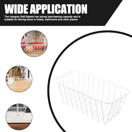 Cestas de almacenamiento colgantes de pared de hierro blanco rectangulares 3pc 4