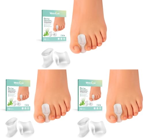 Image of Welnove 36-Pack Gel Toe Separators - Bunion Pads - Toe Spacers for Straightening Overlapping Toes for Men and Women - Transparent