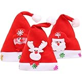 [QIKEJI] サンタ 帽子 クリスマス コスプレサンタ帽 3個セット 人気 飾り ロールプレイ サンタクロースの帽子 赤 暖かい コスチューム 小物 仮装 ふかふか コスチューム 新年 プレゼント 大人用 子供用 男女兼用