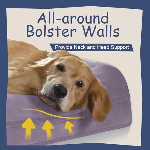 Image of Orthopedic Dog Bed Waterproof Pet Sofa for Large Sized Dogs | 360 Degree Bolster Support, Egg Crate Foam, Waterproof Liner, Non-Slip Bottom, Machine Washable Cover, 36 x 27 Inch